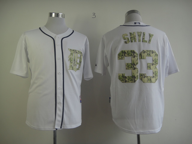 Men Detroit Tigers #33 Smyly White Camo MLB Jerseys->detroit tigers->MLB Jersey
